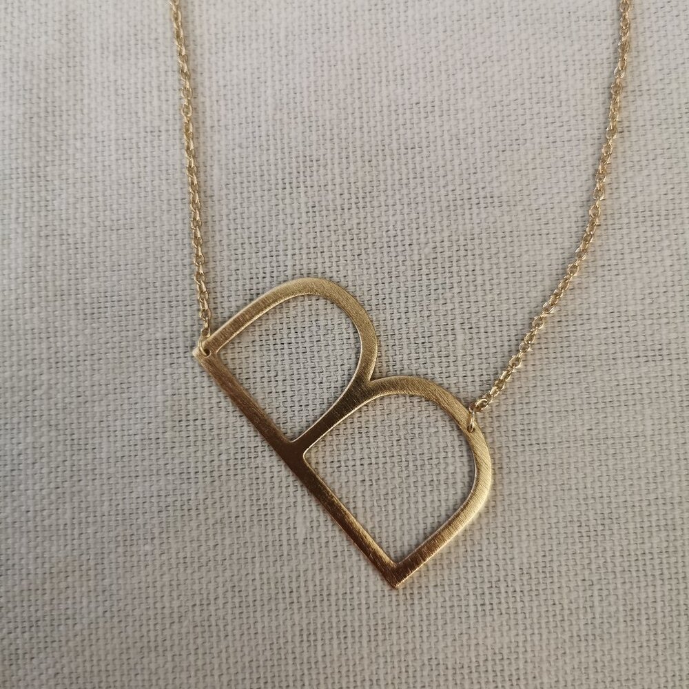 Anthropologie initial B monogram gold necklace